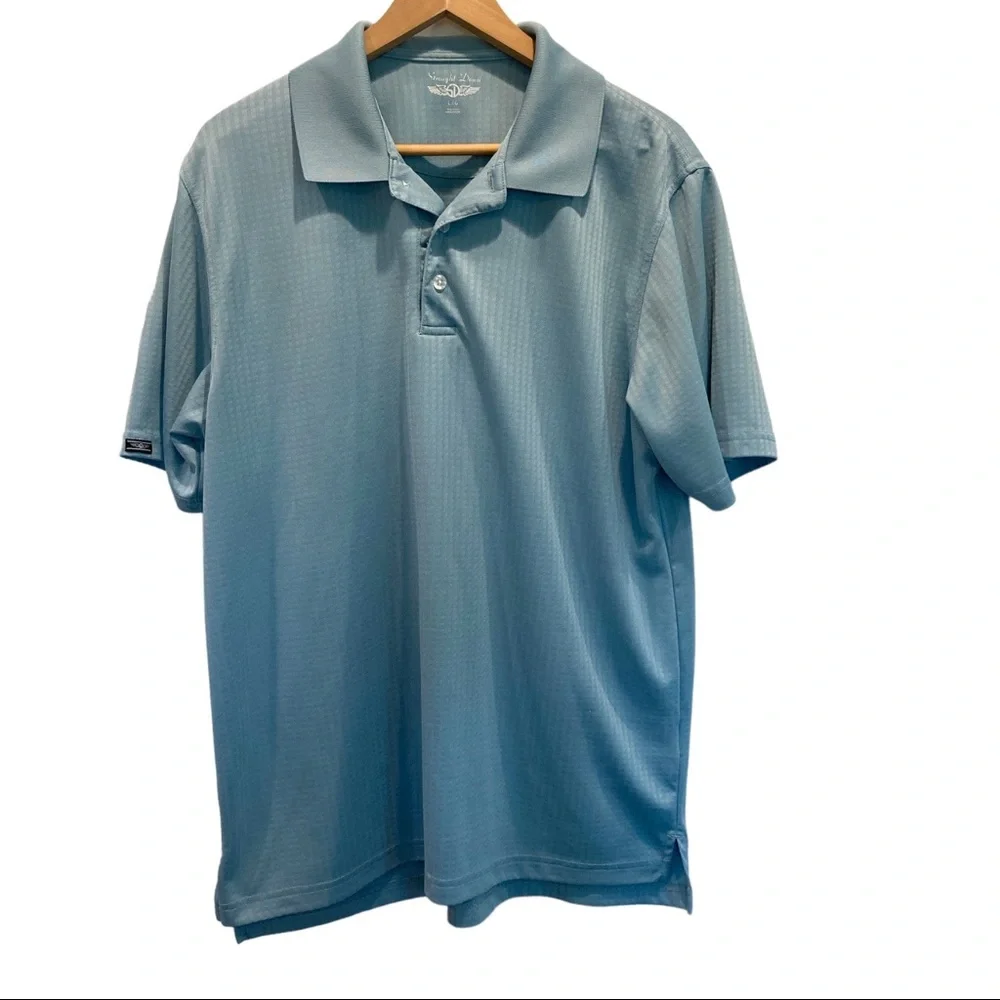 Straight Down Polo Shirt Mens Large Green‎ Stretch Lightweight Golf Casual Top